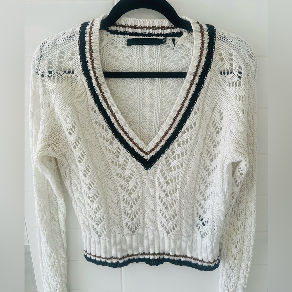 Vintage L.A.M.B White Varsity V-Neck sweater - Picture 8 of 8
